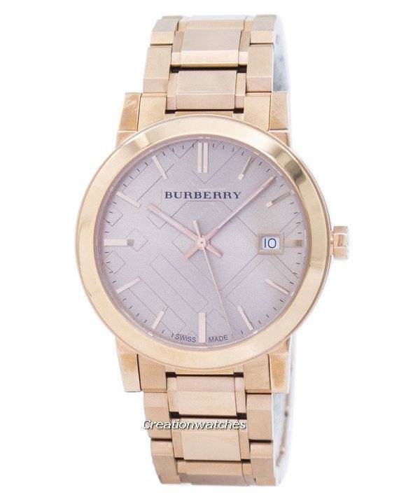 burberry large check stamped bracelet watch 38mm